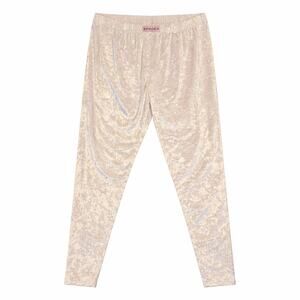 Spyder Pullon Pants Womens L Ivory Crushed Velvet Mid-Rise Elastic Waist Stretch
